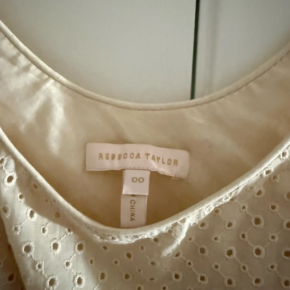Rebecca Taylor Beige Eyelet Peplum Blouse - Picture 4 of 6